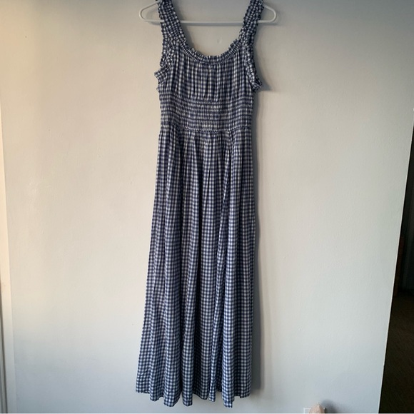 NWT Doen Emmaretta Cotton Voile Smocked A Line Midi Maxi Dress Blue Gingham - Picture 11 of 13